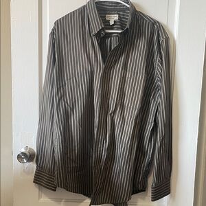 St. John's Bay Men's Olive and White Striped Shirt